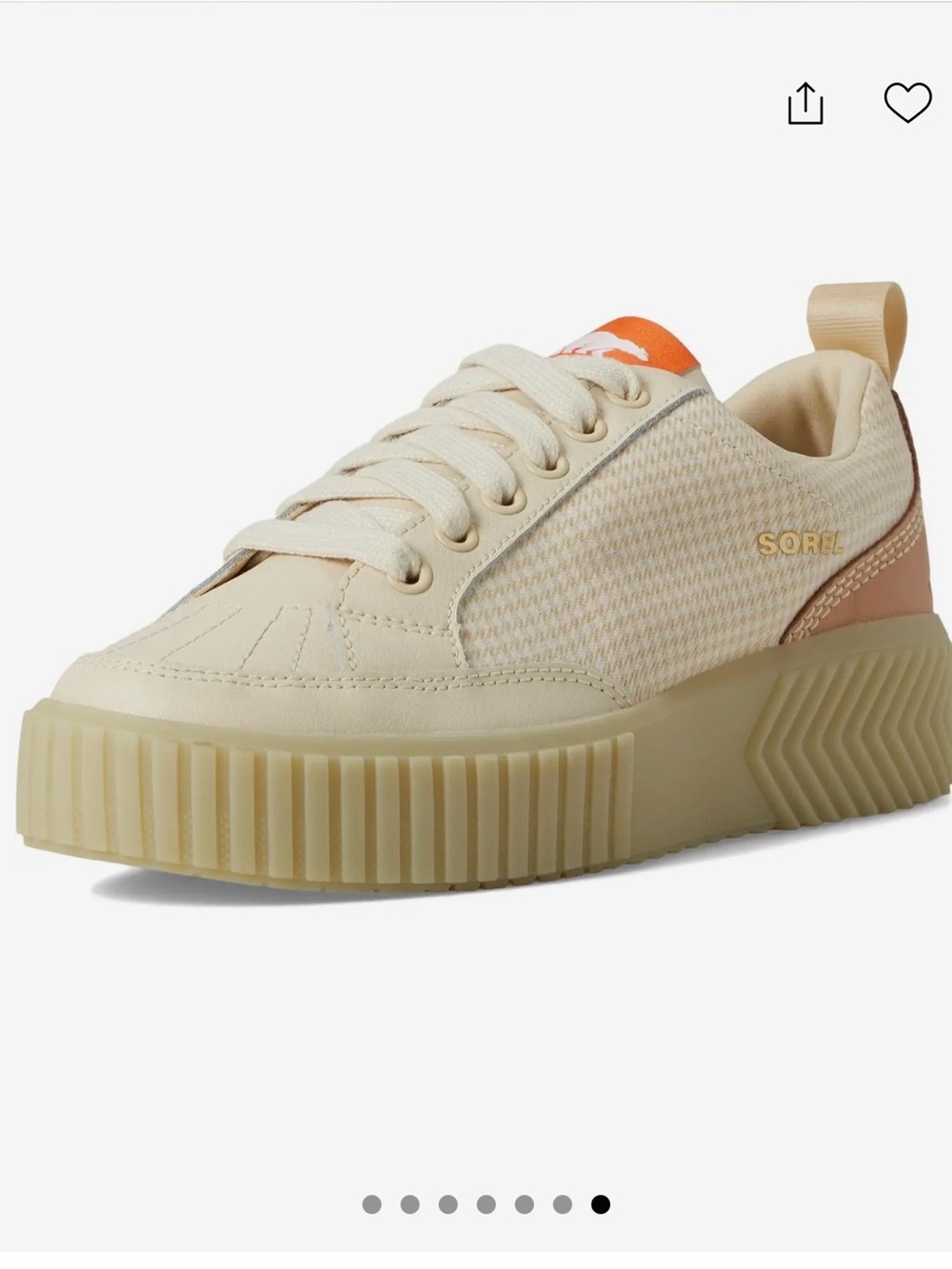 SOREL ONA Ave Low Waterproof Sneakers, Size 8.5, Bleached Ceramic/Aloe, LIKE NEW